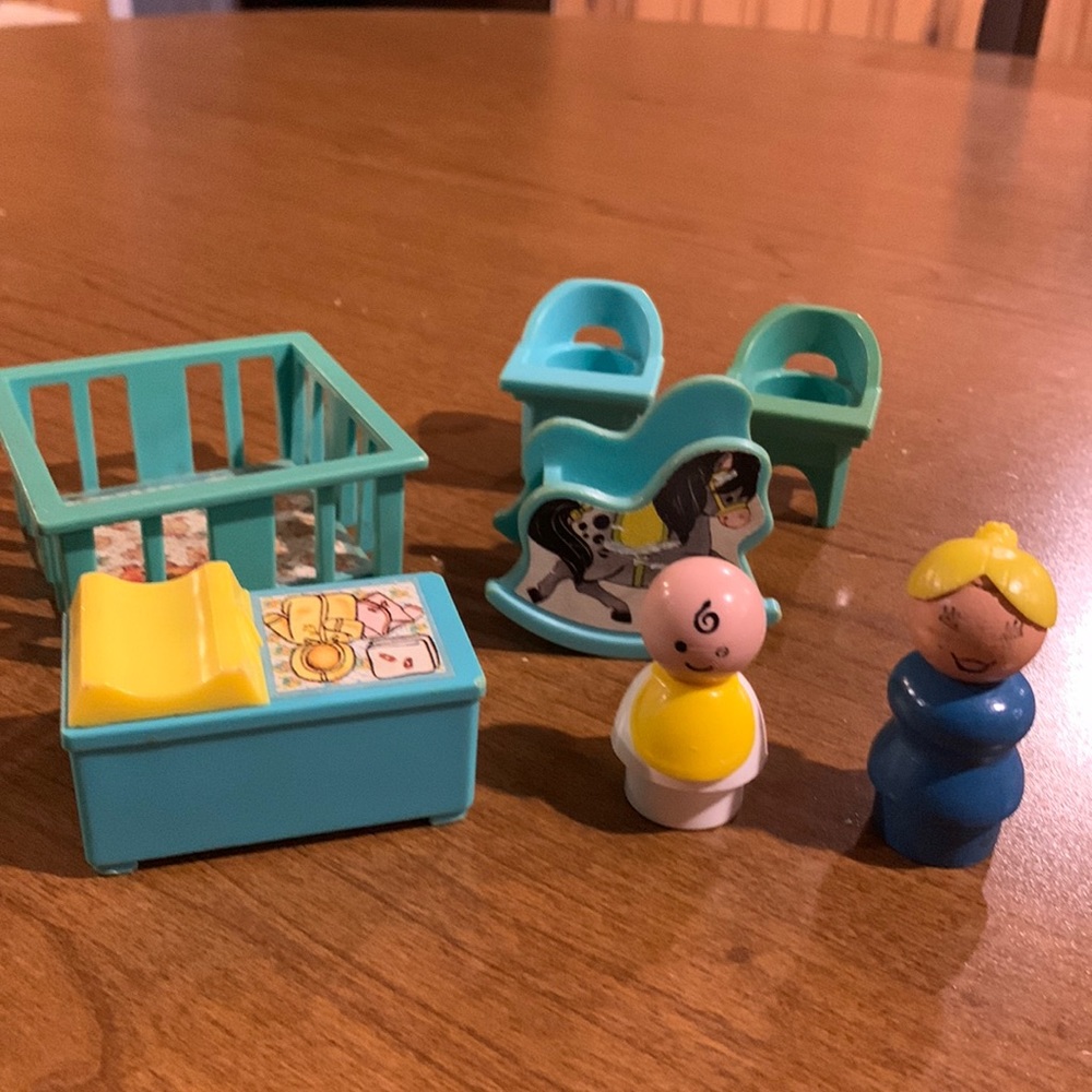 Fisher, price, vintage nursery set with baby 1972